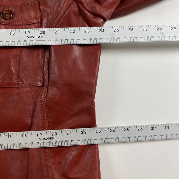 Men's Rust Leather Shirt Jacket - Picture 7 of 11